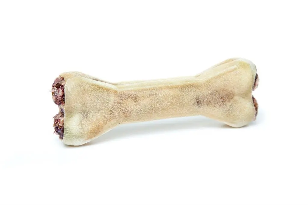 Treattime Presset Ben med fyld af oksepenis 17 cm 115 g - tyggeben til hunde